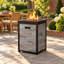 Colonne de feu au propane 16 po 40 000 BTU avec panneaux aspect pierre TerraFab et couvercle en acier