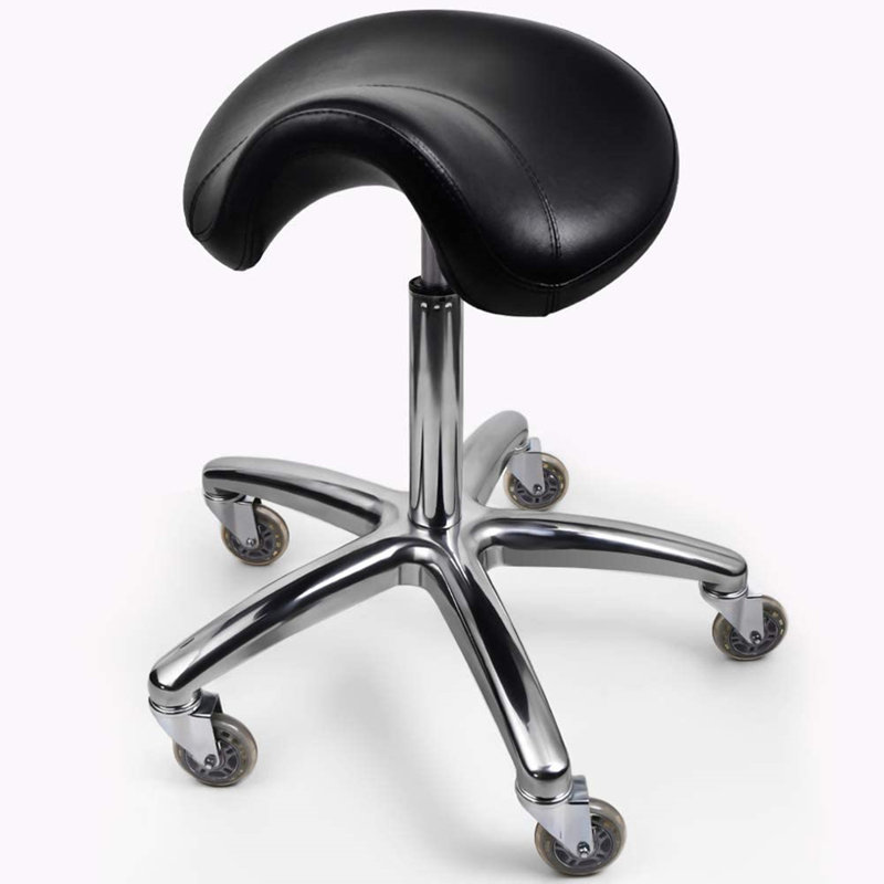 Ellengard Adjustable Height Ergonomic Lab Stool with Wheels, Black