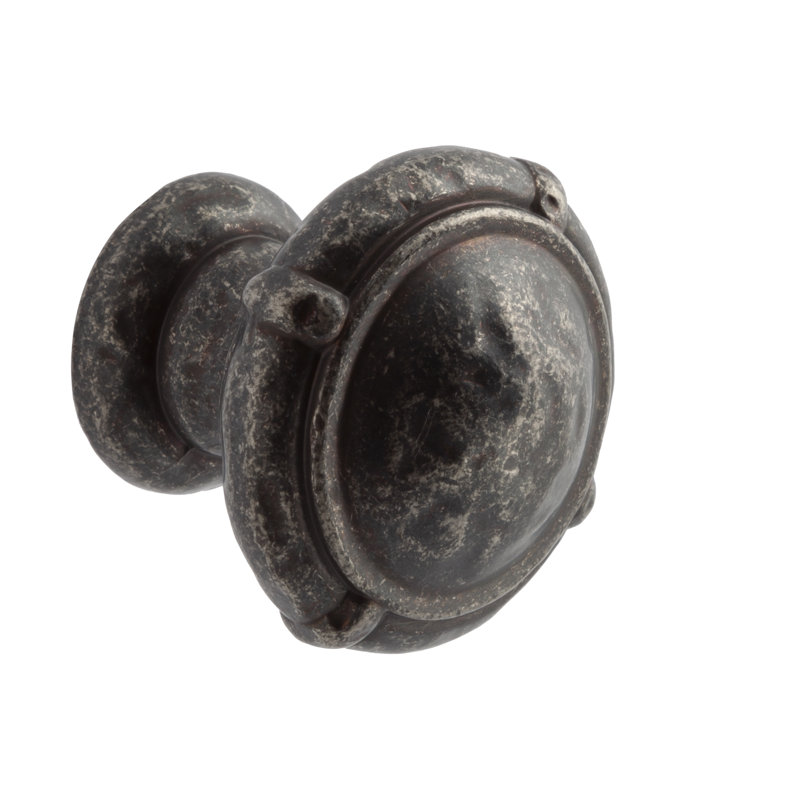 Poignée champignon rustique martelée en étain 1 1/4 po