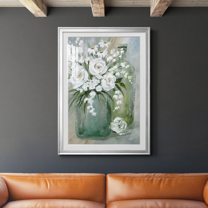 Après-midi rose - peinture sur toile encadrée, Argent, H 26,5 po x l 36,5 po x P 1,5 po