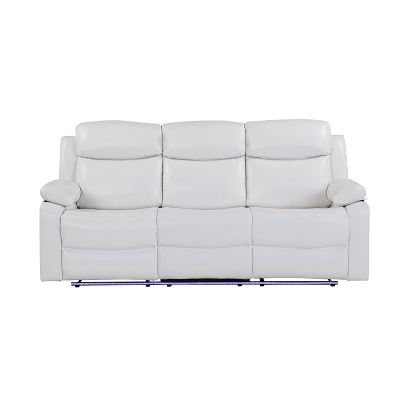 Blanche White Reclining Sofa With LED Lights