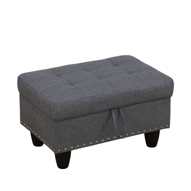 28.5"W Upholstered Ottoman, Dark Gray