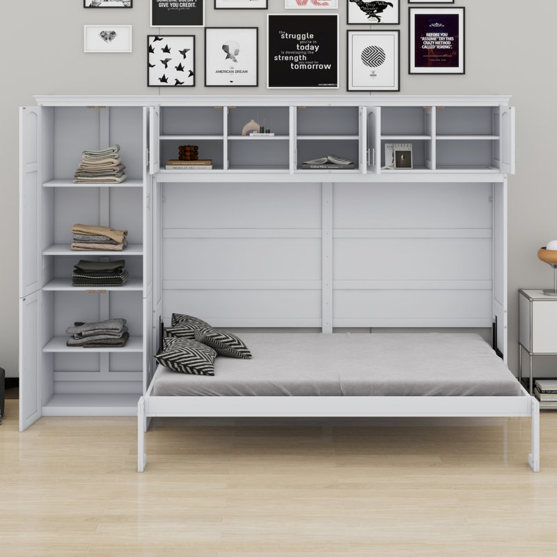 Lit escamotable mural avec armoires Murphy, Blanc