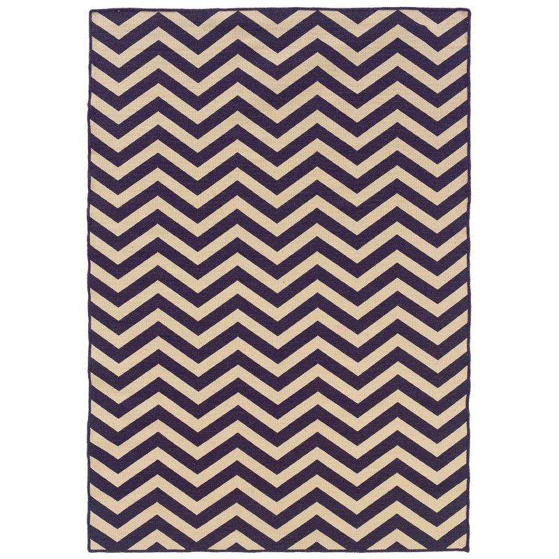 Tapis décoratif en laine Touffeté à la main de style chevron de 5 pi x 8 pi Peake, Rectangle 5 pi x 8 pi