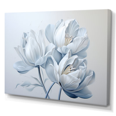 Minimalism Blue And White Tulips Brushstrokes II - Tulips Framed Prints