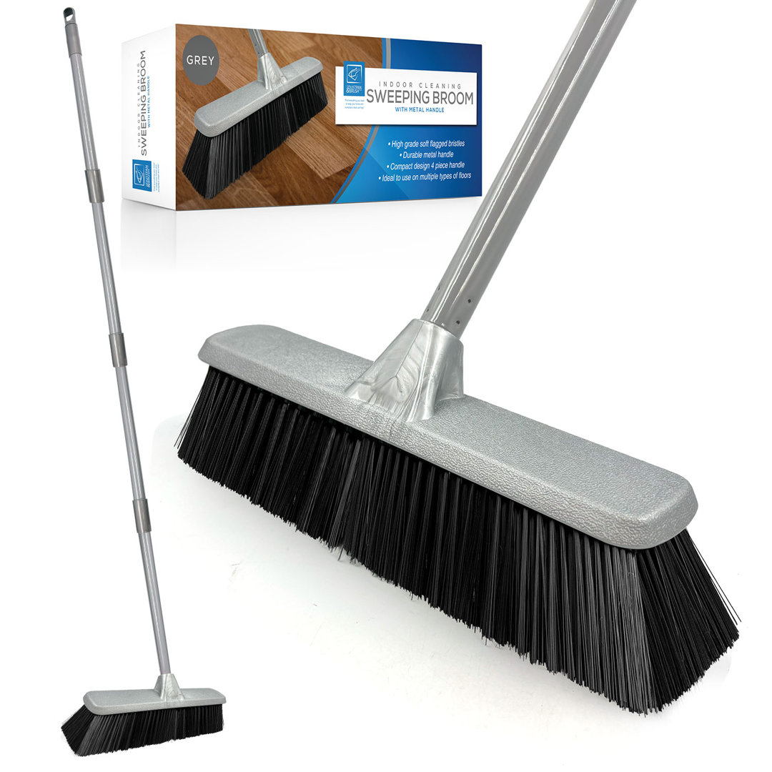 Soft Indoor Broom with Multi-section Handle and Flagged Bristle