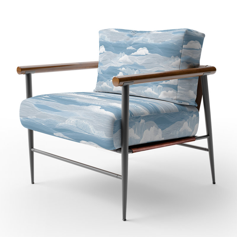 Chaise rembourrée Abstract, Bras ronds bruns