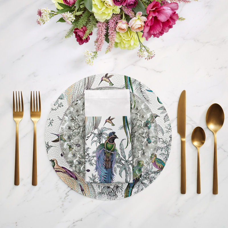 Audubon Exotica Cotton Sateen Dinner Napkins, Blue Green