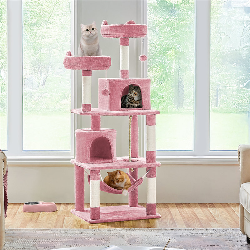 158cm H Multi Level Cat Tree, Pink