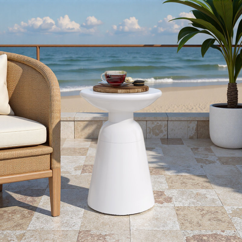 Table de bout d'extérieur en métal - Grand, Blanc