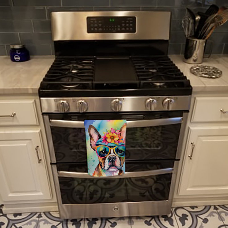 Serviette de cuisine Boston Terrier Hippie Dawg