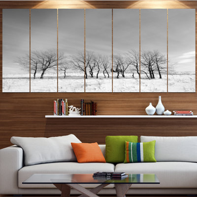 «Black and White Trees in Winter», reproduction de photo à multiples images sur toile