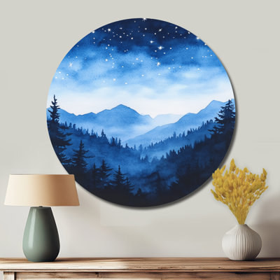 Forêt, art mural, nuit d'art - décor mural rond en métal