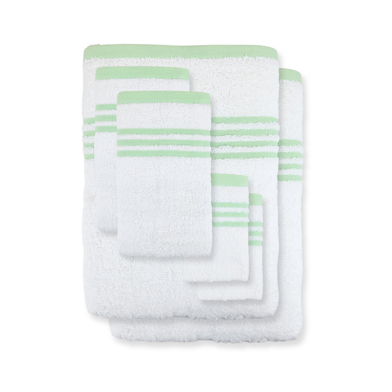 6 débarbouillettes, Blanc / Vert