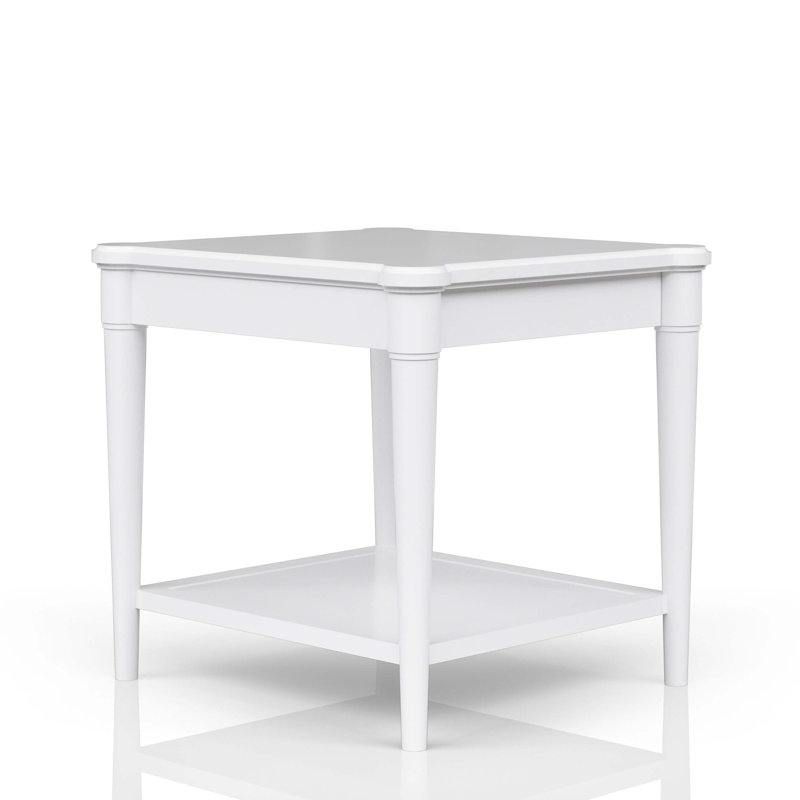 White Finished End Table With Storage Drawer