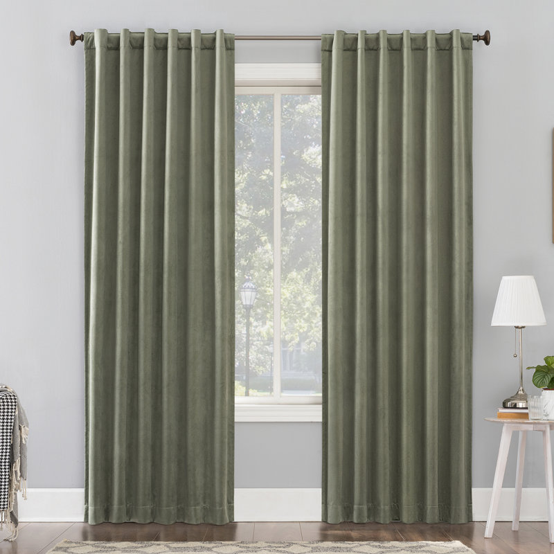 Panneau de rideau à velours insonorisant 100% velours, l 50" x L 84", Vert mousse