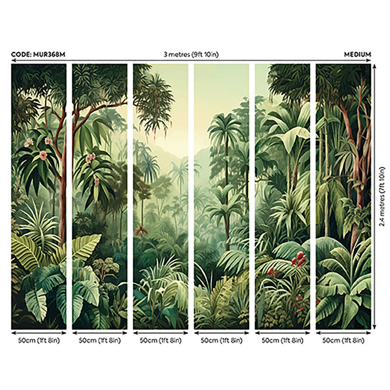 Murale arbres de la jungle, Vert