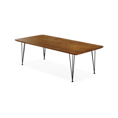 Bureau rectangulaire en bois massif 62,99 "noyer clair + bois massif noir + fer