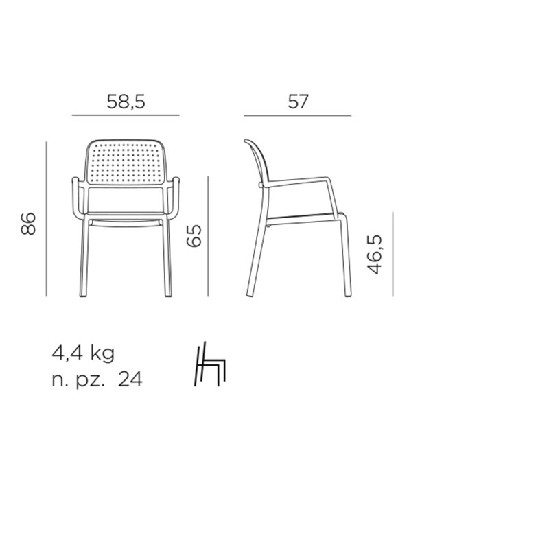 Bora Outdoor Dining Armchair, Dove Gray