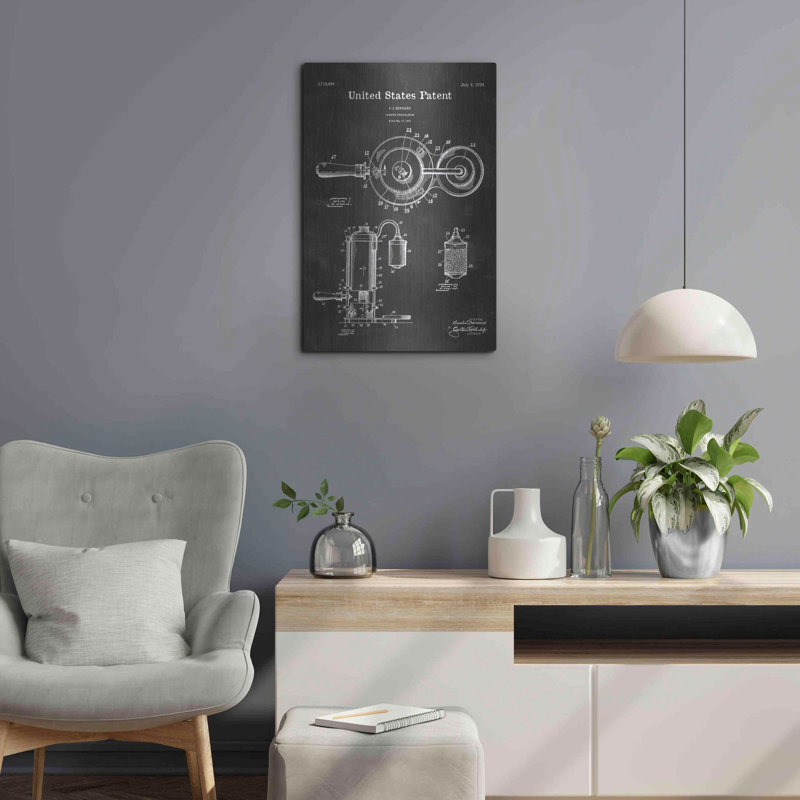 «Coffee Percolator Blueprint Vernis» par Luxe Metal Portfolio, H 24 po x l 16 po