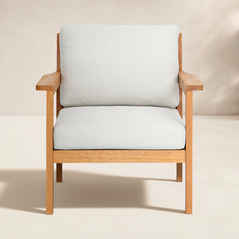 Ensemble de 2 chaises de patio avec coussins en eucalyptus Lanie, Blanc