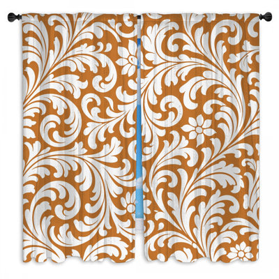 Rideaux de fenêtre en damas blanc à motif damas transparent et obscurcissant - 2 panneaux