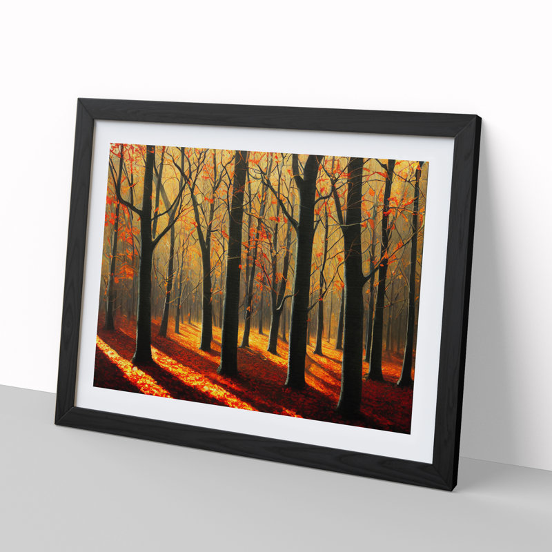 Intense Autumn Forest - Framed Print, 46cm H x 64cm W x 2cm D, Black Framed