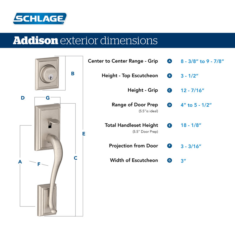 Addison Handleset with Deadbolt and Latitude Door Lever and Rosette