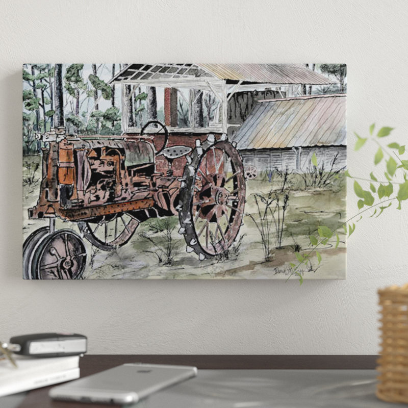 « tracteur de ferme » non disponible sur toile, H 8 po x l 12 po x P 0,75 po, Pas de tapis, Toile tendue