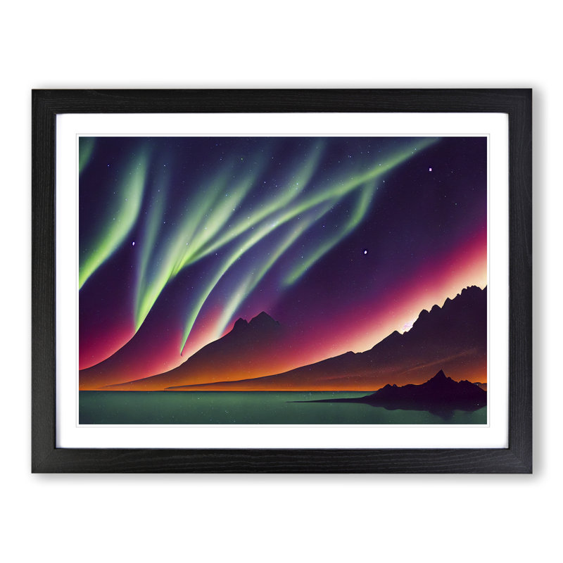Animated Aurora Borealis - Single Picture Frame Print, Black, 46cm H x 64cm W