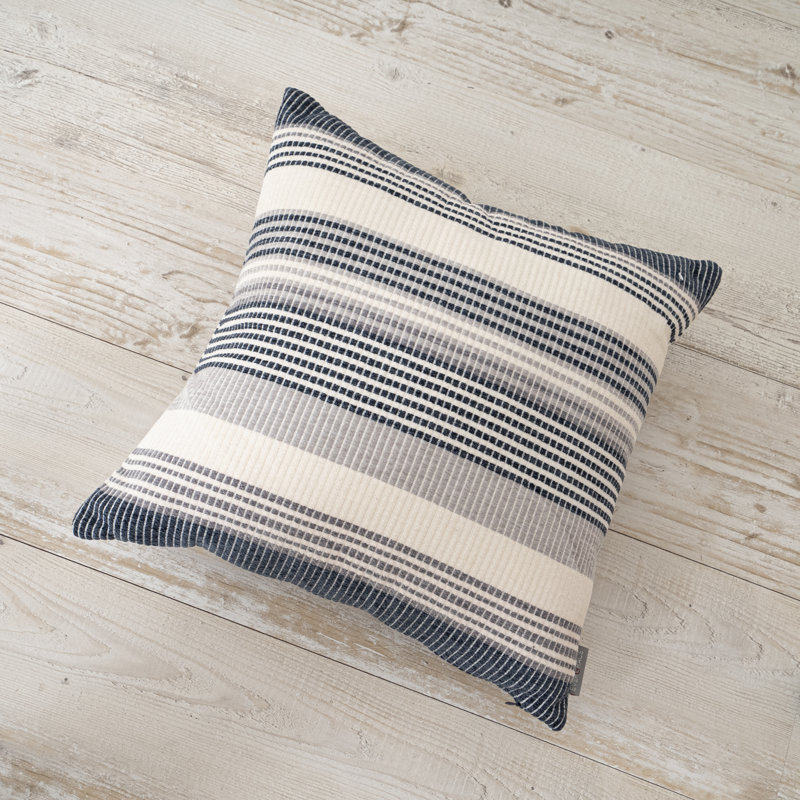 Modern Striped Woven Pillow - Soft Textured, Neutral Freja Design for Living Room/Bedroom, Mood Indigo