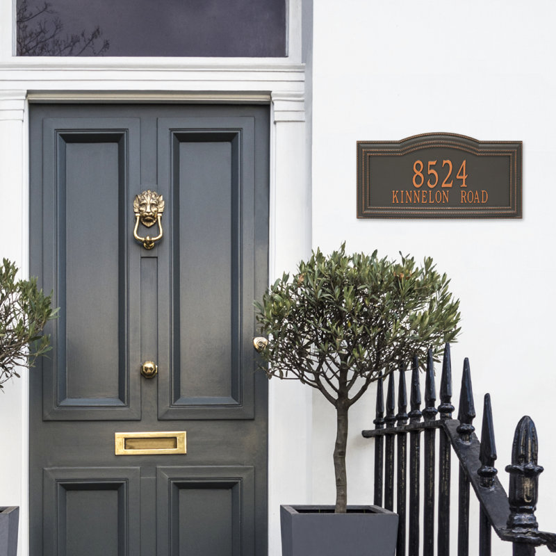 Signature Series 2-Line Wall Address Plaque, Yes, Forged Copper, Copper