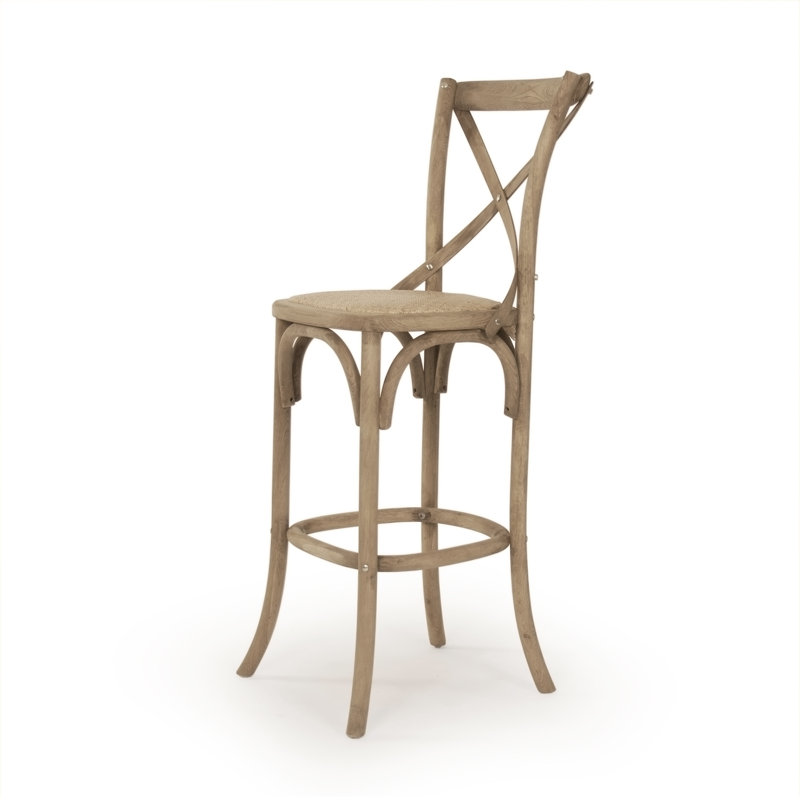Addre Bar Stool with Solid Wood Frame, Natural Oak, Bar Stool (30.25" Seat Height)