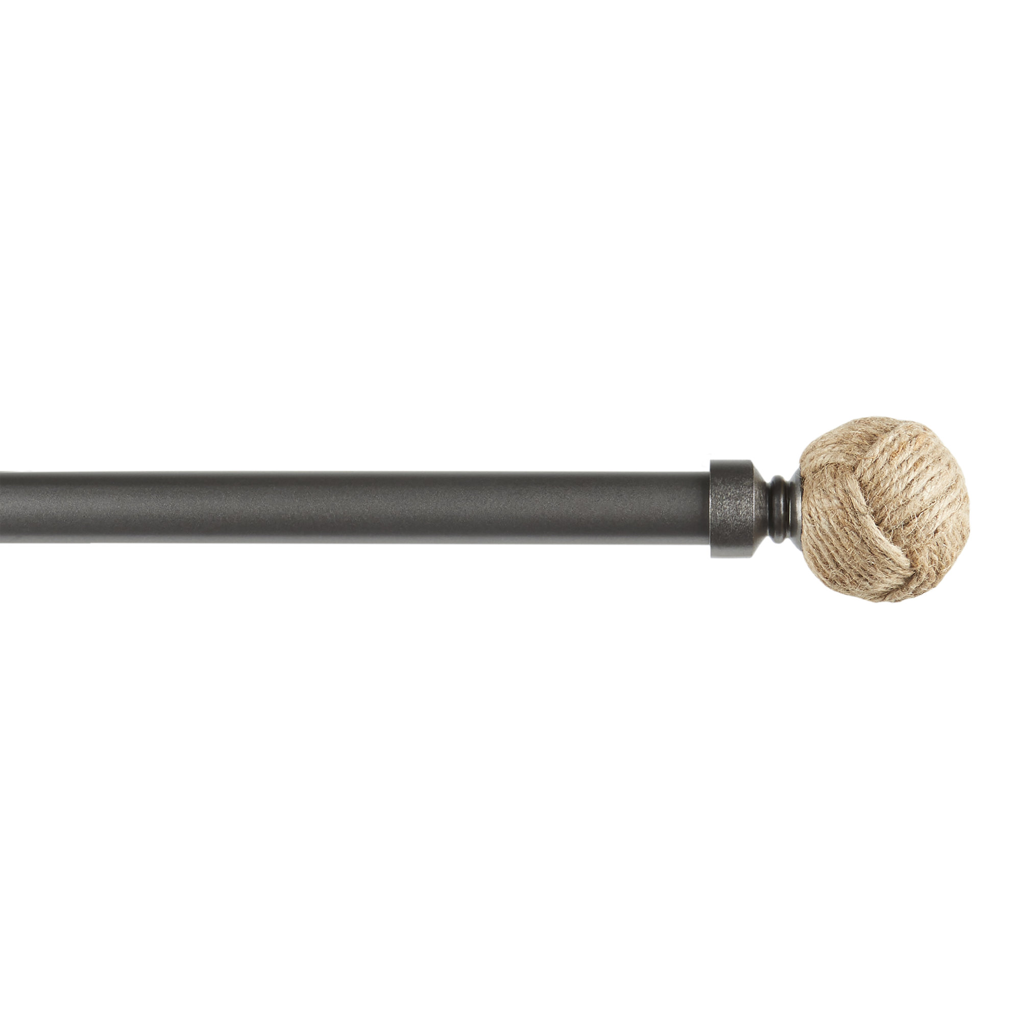 Tricia Exclusive Home Rope Knot 1" Curtain Rod and Coordinating Finial Set, Adjustable, Silver, 66" - 120"