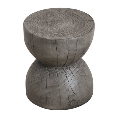 Alder Modern Rustic MGO Sculptural Side Table with Realistic Wood Grain Hourglass Design