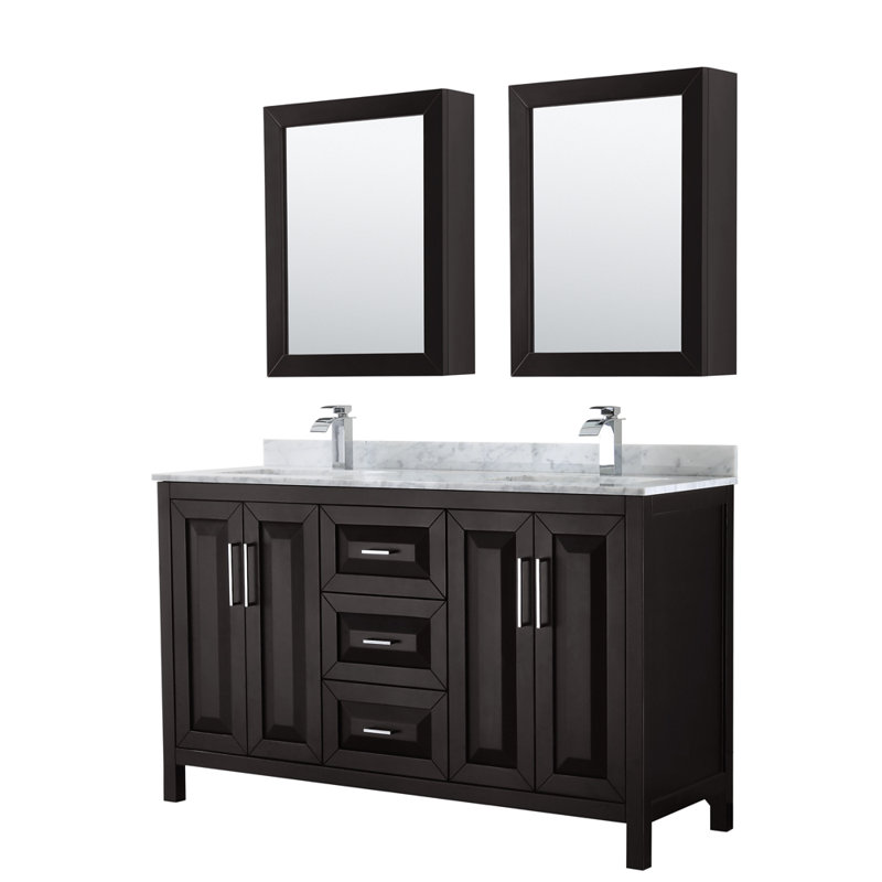 Daria 60'' W Double Vanity, Dark Espresso, Polished Chrome