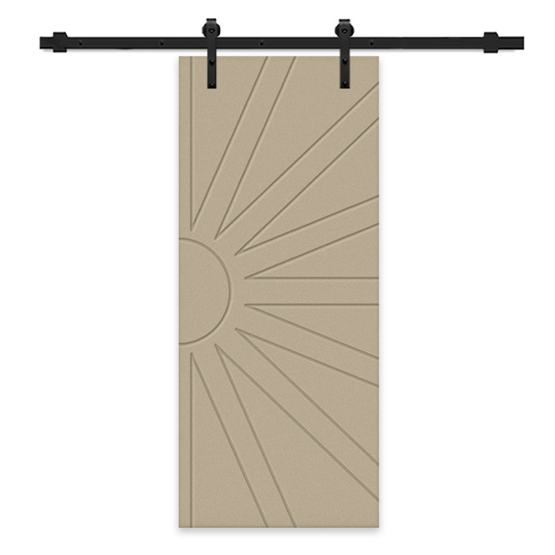Porte de grange à panneaux et en bois avec quincaillerie d'installation, 30 po x 80 po, Sans finition, Noir mat