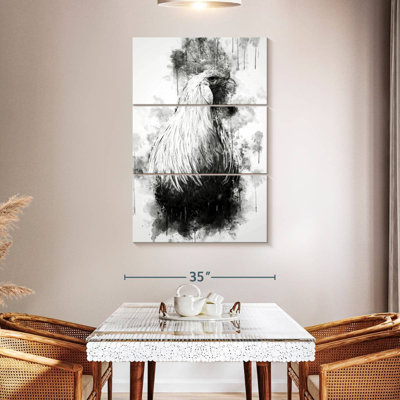 Coq Brampt regardant en noir et blanc