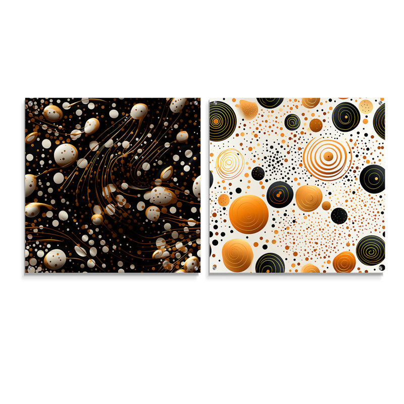 Claytie - Ensemble de 2 peintures murales abstraites en acrylique, H 16 po x l 33 po