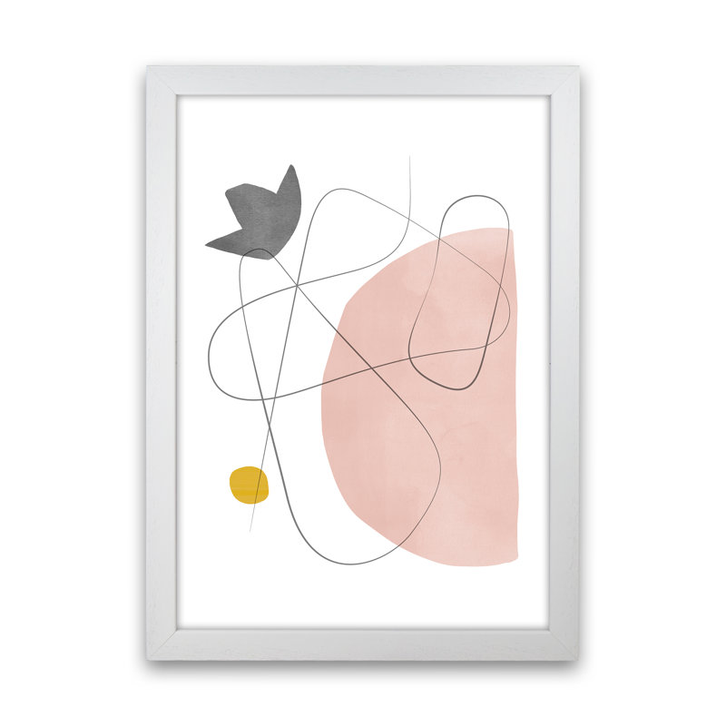 Abstraction With Grey Lines I - Print, 46cm H x 34cm W x 3cm D, White Framed Canvas