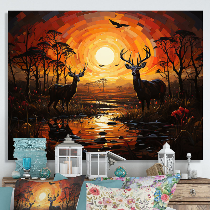 Cerf vibrant Afrique I sur toile, H 16 po x l 32 po x P 1 po, Toile tendue