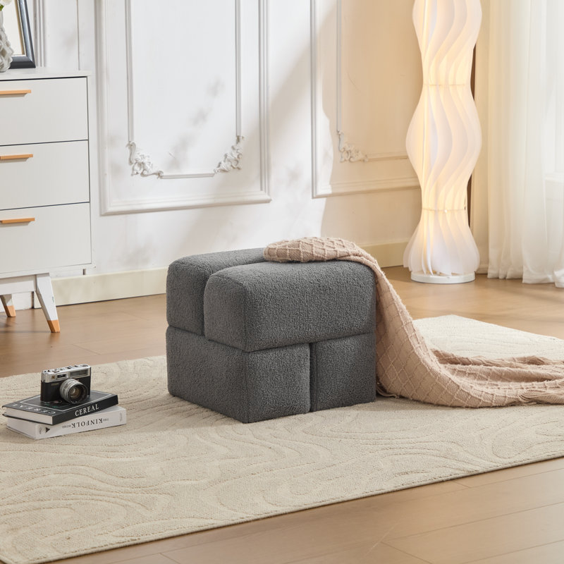 Repose-pieds en sherpa de 18,5 po Robertas, Gris