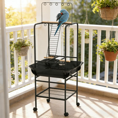 Mobile Bird Play Stand with Wheels, Parrot Training Activity Station for Home Use