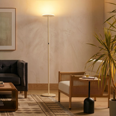 Sky 63" Cream Modern LED Torchiere Floor Lamp With Adjustable Head