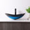 Lavabo de salle de bain vasque ovale en verre bleu foncé 21-1 / 2 po avec bonde escamotable noire