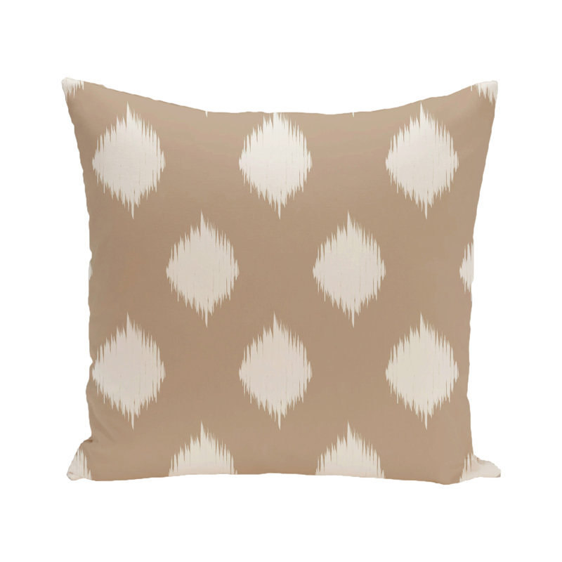 Ikat Dot Outdoor Square/Rectangular Pillow Cover and Insert, 18" x 18" , Toffee