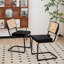 Ensemble de 4 chaises d'appoint rembourrées en velours avec dossier en rotin tissé à la main, noir classique, pieds chromés, empilables