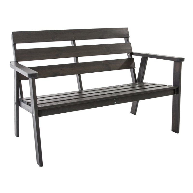 Erwon Solid Wood Pine Outdoor Bench, Taupe Grey