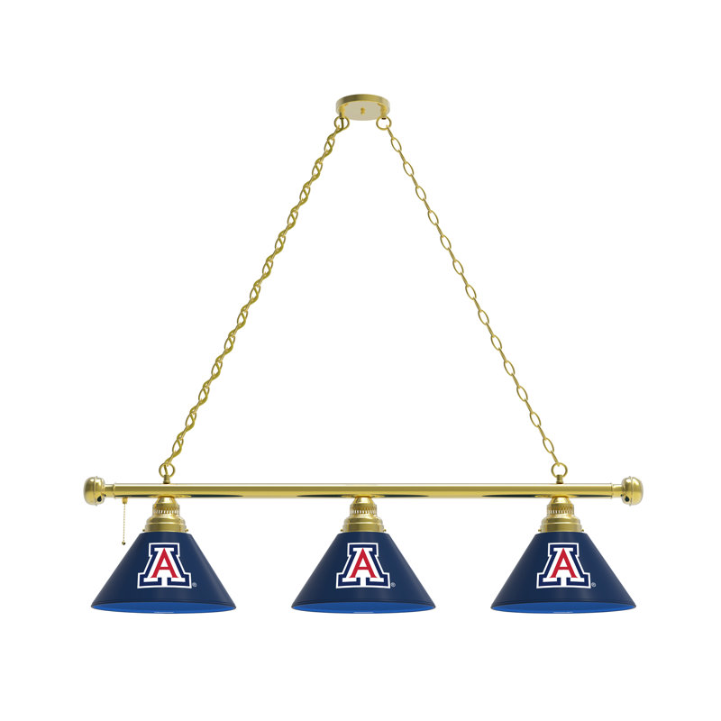 3 - Light Pool Table Lights Pendant, Brass, Arizona Wildcats