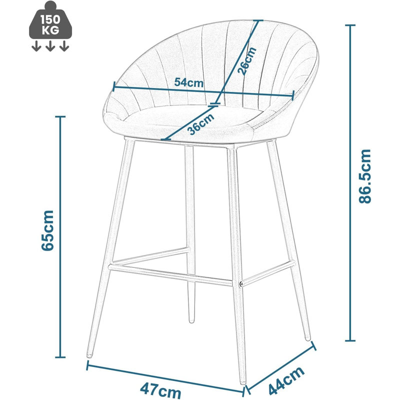 Sydnie Upholstered Counter Stool, Grey/Brown/Blue, 2